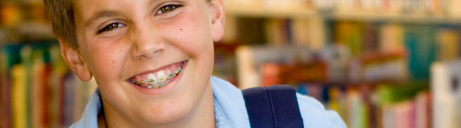 school boy with braces